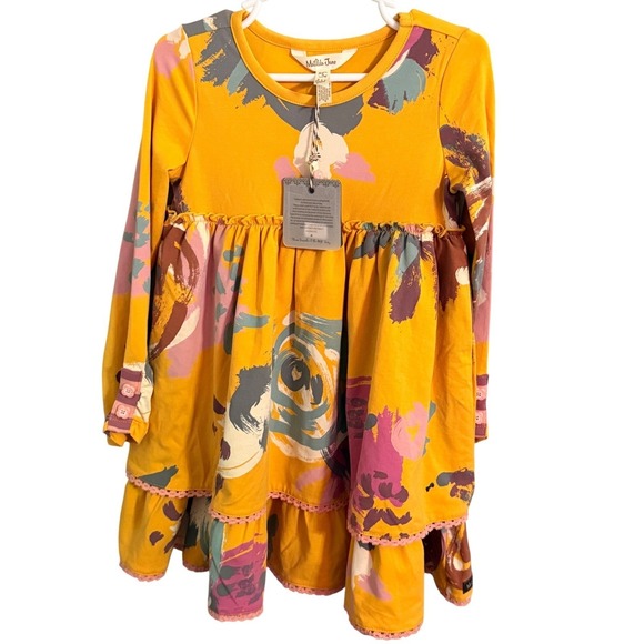 Matilda Jane Other - Matilda Jane Kids Girls Yellow Floral‎ Ruffle Tiered Dress Size 4